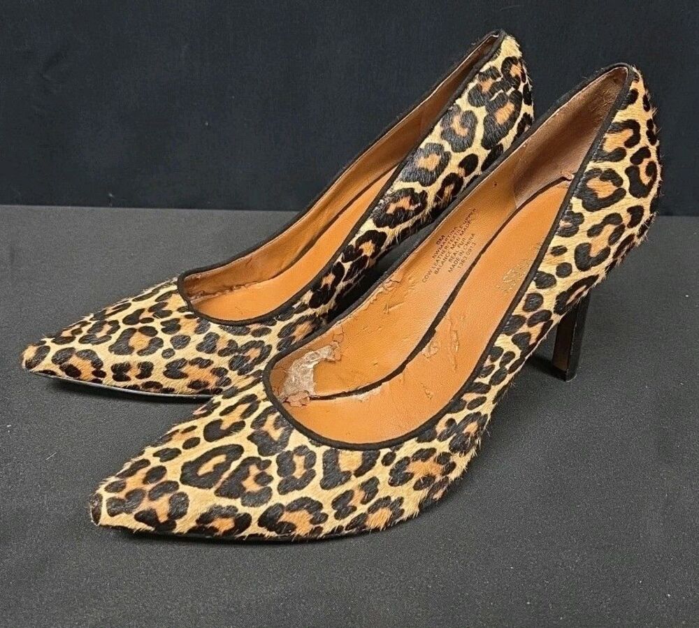 Nine West Stiletto Heels Size 8 Calf Hair Cheetah Print Shoes